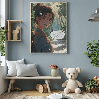 Personalized Anime Poster Print Custom Artwork - Inspirational Quote Wall Art - Birthday Present Gift For Any Occasion - Japanese Kawaii