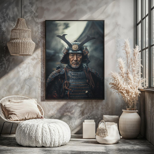 The Silent Warrior Samurai Portrait Wall Art Japanese Inspired Poster Print