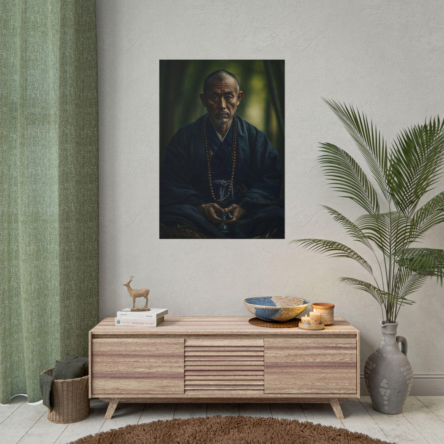 The Compassionate Monk Japanese Wall Art Buddhist Portrait Poster Print