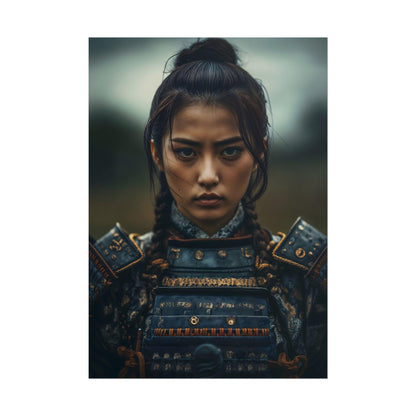 Fearless Samurai Woman Japanese Warrior Wall Art Portrait Poster Print Decor