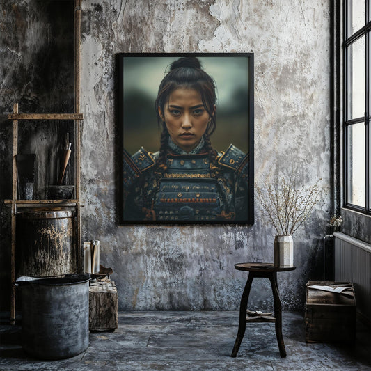 Fearless Samurai Woman Japanese Warrior Wall Art Portrait Poster Print Decor