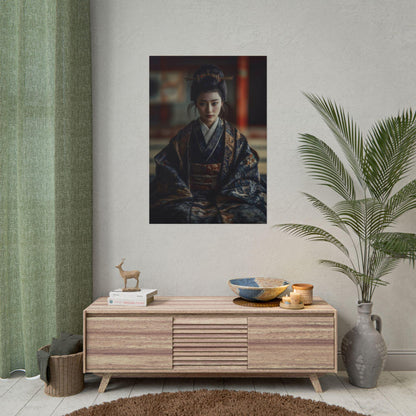 Heian-Era Noblewoman Traditional Japanese Wall Art Portrait Poster Print Decor