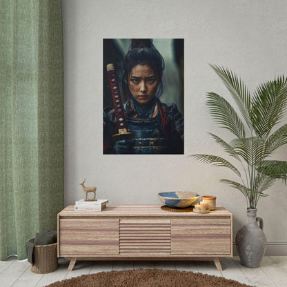 Female Samurai with Katana Wall Art Japanese Warrior Portrait Poster Print