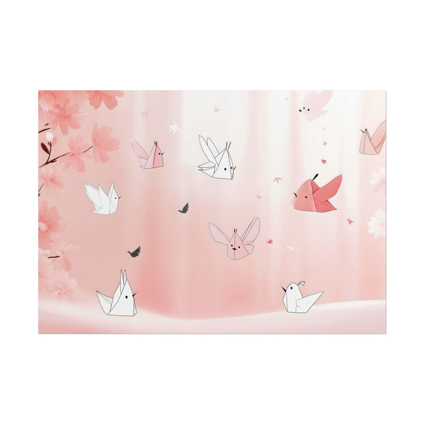 Origami Dreams Japanese-Inspired Whimsical Kawaii Kids Room Wall Art