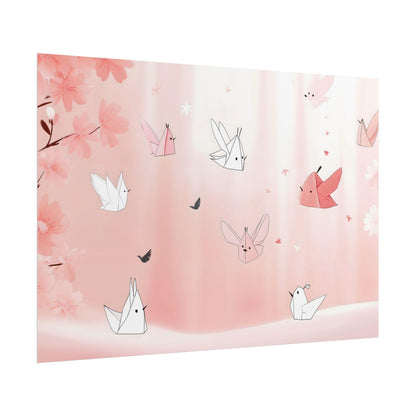 Origami Dreams Japanese-Inspired Whimsical Kawaii Kids Room Wall Art