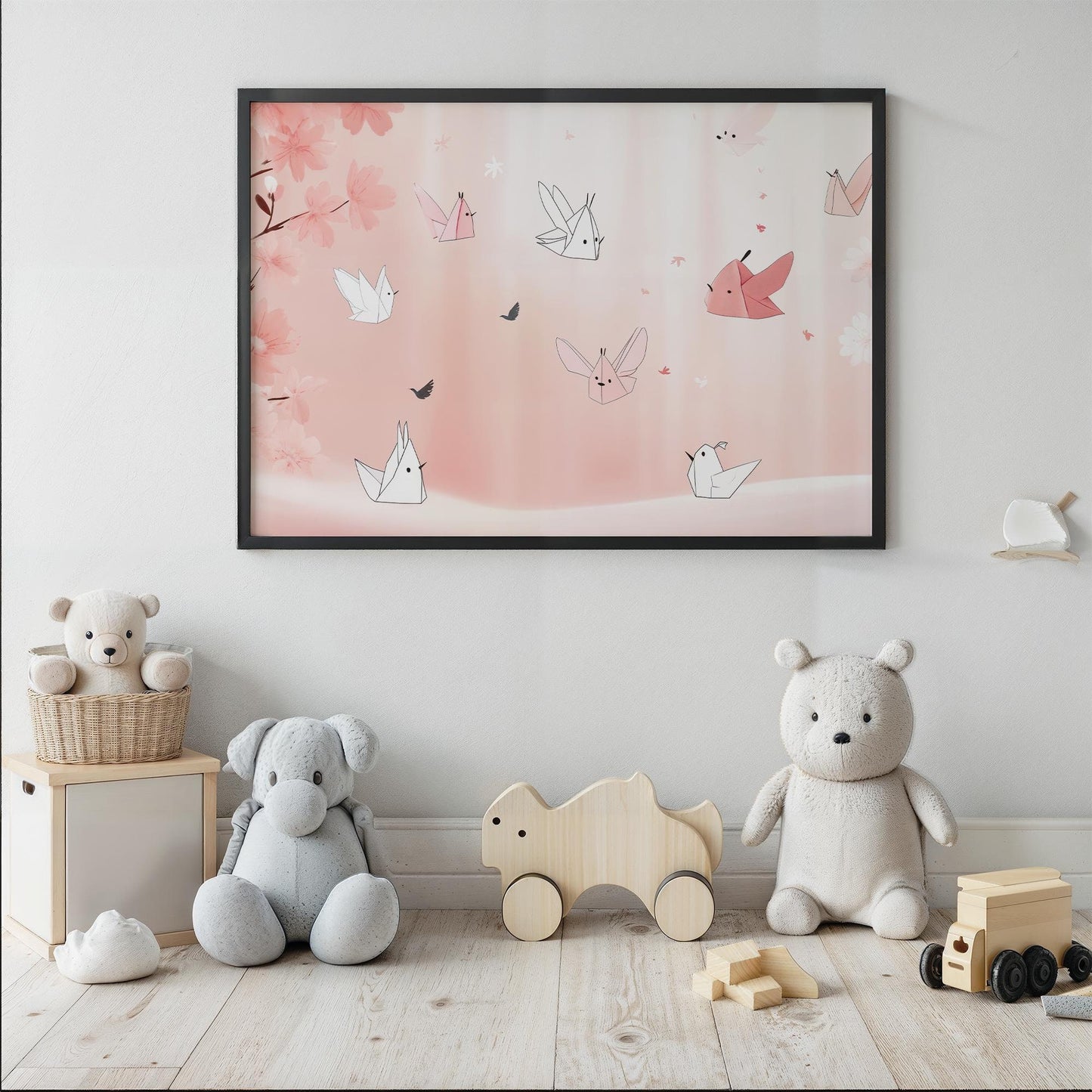 Origami Dreams Japanese-Inspired Whimsical Kawaii Kids Room Wall Art