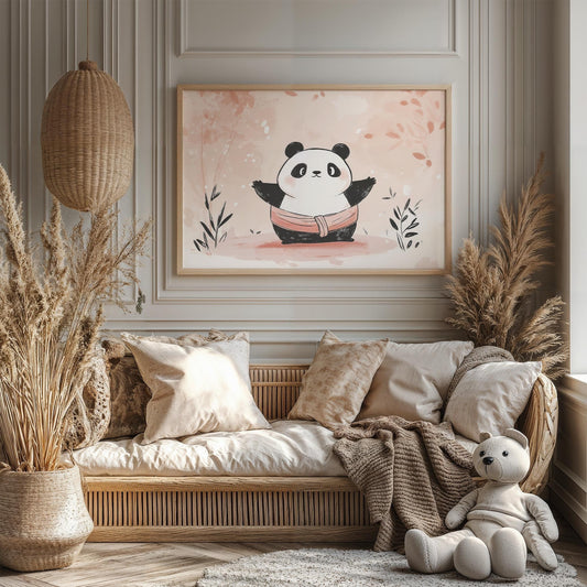 Sumo Panda Big Day Playful Japanese-Inspired Kids Room Kawaii Wall Art