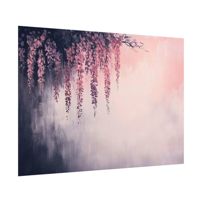 Wisteria Twilight Japanese Abstract Oil Painting Effect Poster Print Elegant Floral Wall Art Decor