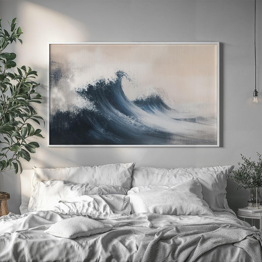 Wind and Waves Japanese Abstract Oil Painting Style Poster Print Dynamic Nature Art Wall Decor