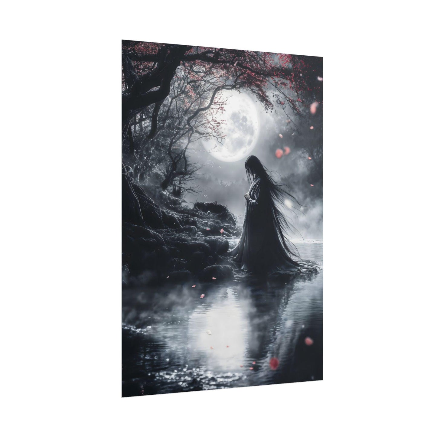 Halloween Poster Japanese Yurei Ghost by the Water Horror Art Kowai Anime Poster Print Wall Decor