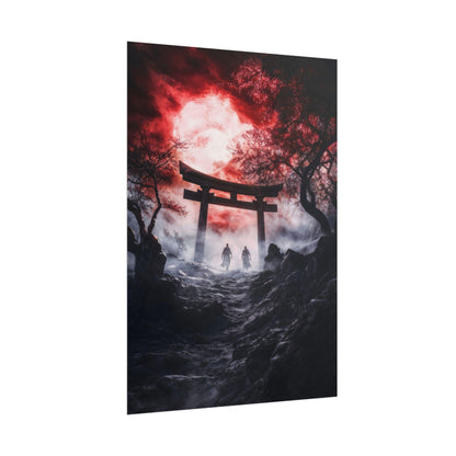 Japanese Haunted Gate Halloween Art Torii of Shadows Spooky Kowai Anime Poster Print Wall Decor