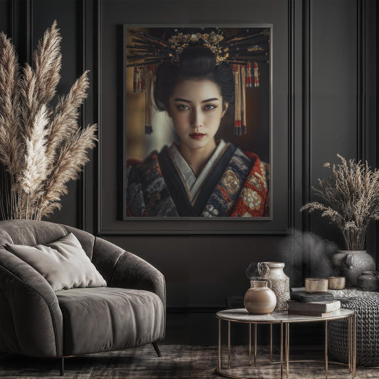 Empress Meisho in Heian Court Robes Historical Japanese Wall Art Portrait Poster Print