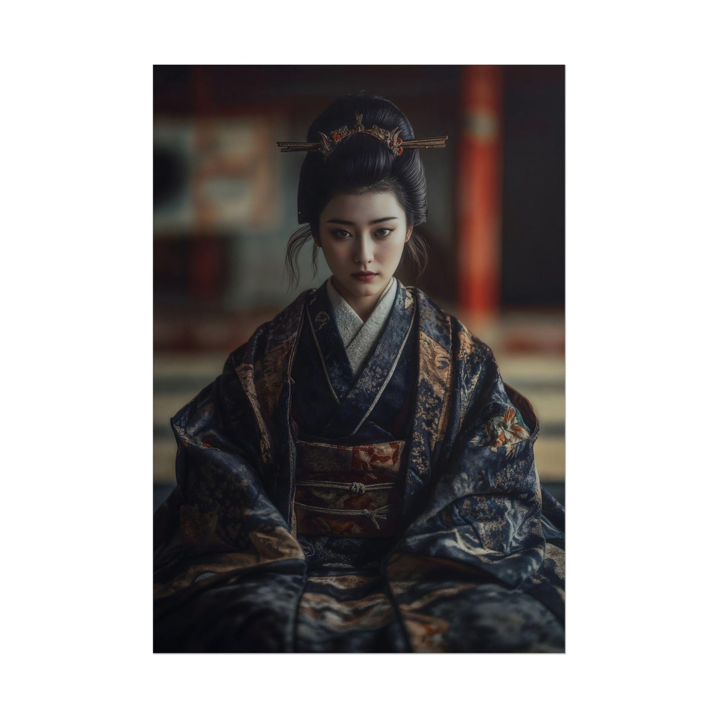 Heian-Era Noblewoman Traditional Japanese Wall Art Portrait Poster Print Decor