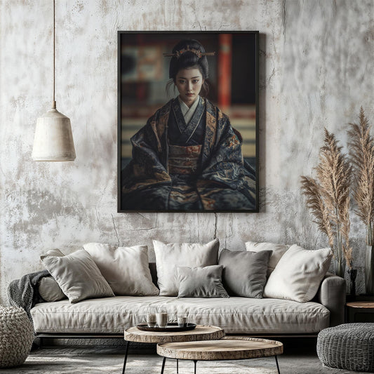 Heian-Era Noblewoman Traditional Japanese Wall Art Portrait Poster Print Decor