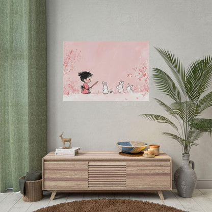 Little Kawaii Samurai Journey Japanese Inspired Decor Kids Room Wall Art