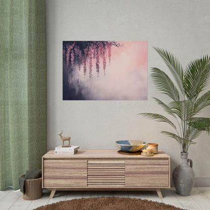 Wisteria Twilight Japanese Abstract Oil Painting Effect Poster Print Elegant Floral Wall Art Decor