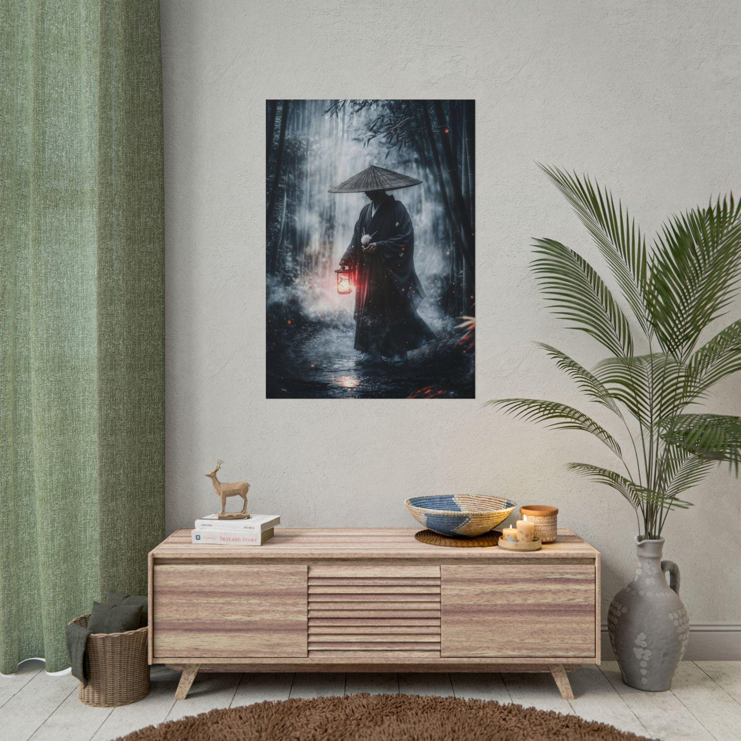 Japanese Halloween Art The Lantern Keeper Spooky Kowai Anime Poster Print Wall Decor