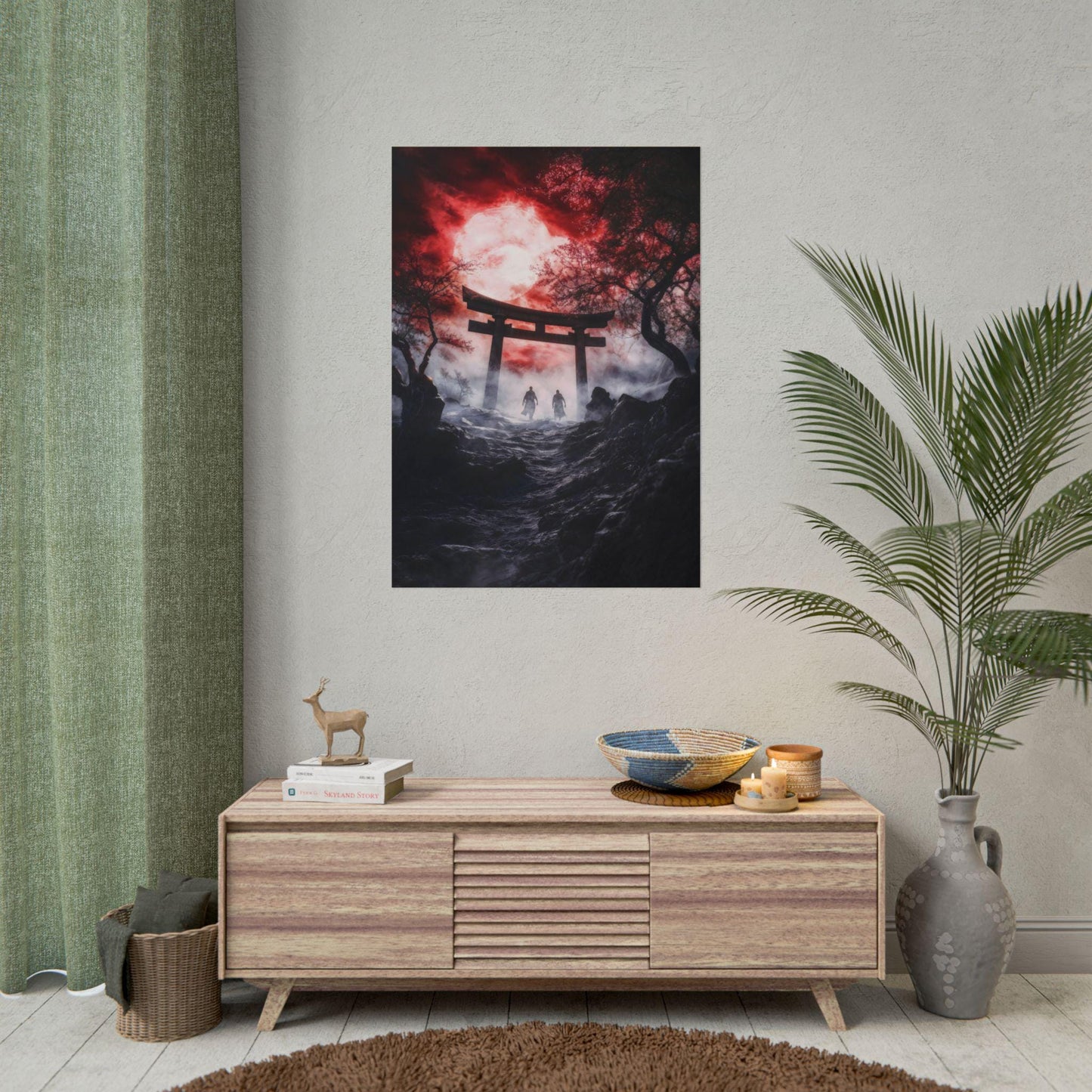 Japanese Haunted Gate Halloween Art Torii of Shadows Spooky Kowai Anime Poster Print Wall Decor