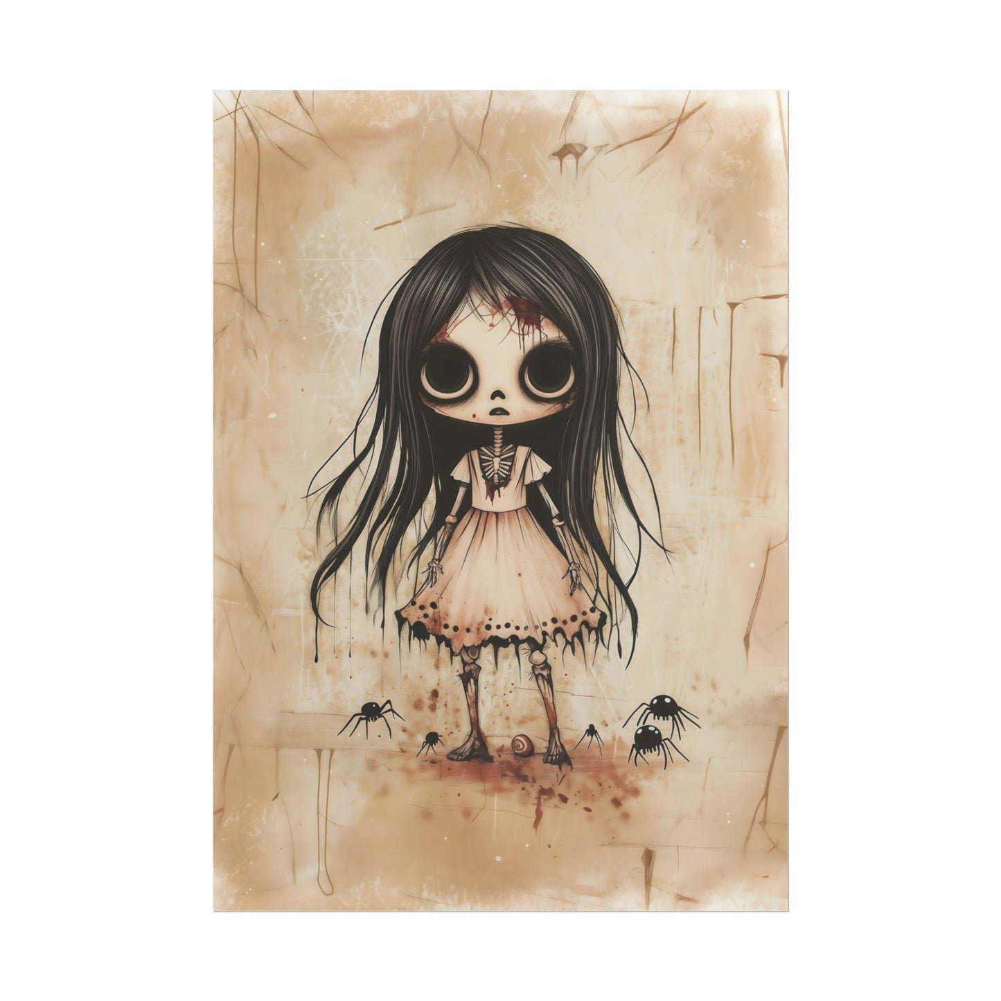 Kawaii Halloween Poster Print Decaying Kawaii Zombie Girl Japanese Spooky Creepy Cute Gothic Horror Yami Kawaii Gurokawa