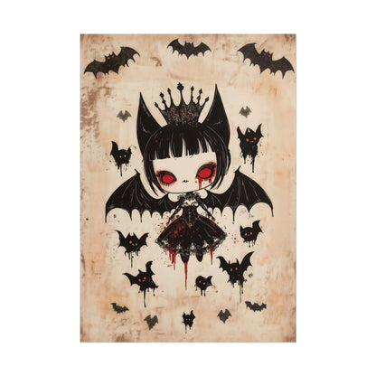 Kawaii Halloween Poster Print Bat Queen of the Underworld Japanese Spooky Creepy Cute Gothic Horror Yami Kawaii Gurokawa