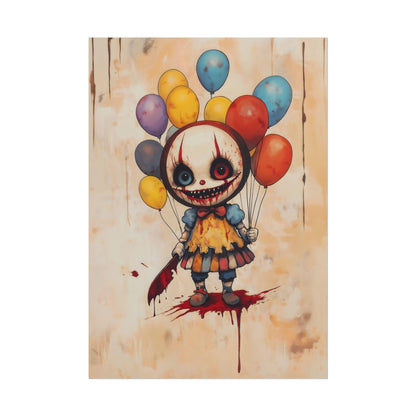 Kawaii Halloween Poster Print Clown with Bloodstained Knife Japanese Spooky Creepy Cute Gothic Horror Yami Kawaii Gurokawa