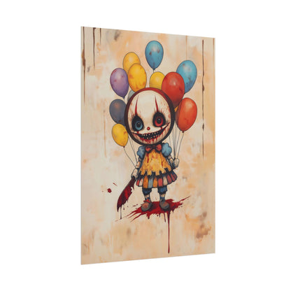 Kawaii Halloween Poster Print Clown with Bloodstained Knife Japanese Spooky Creepy Cute Gothic Horror Yami Kawaii Gurokawa