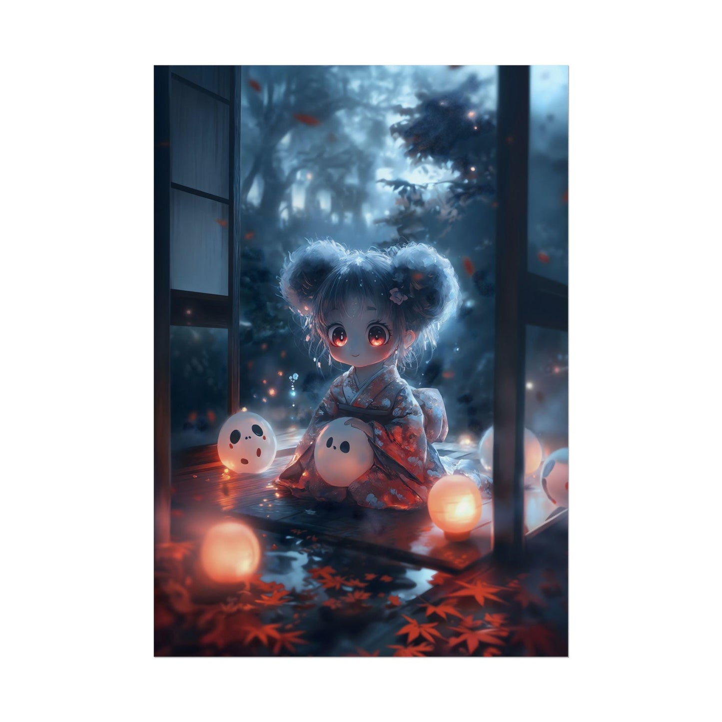 Fluffy Zashiki-Warashi Japanese Anime Poster Halloween Decor