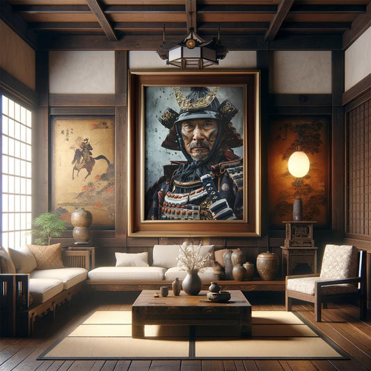 Stoic Samurai Warrior Portrait - Majestic Japanese Shogun Poster Print