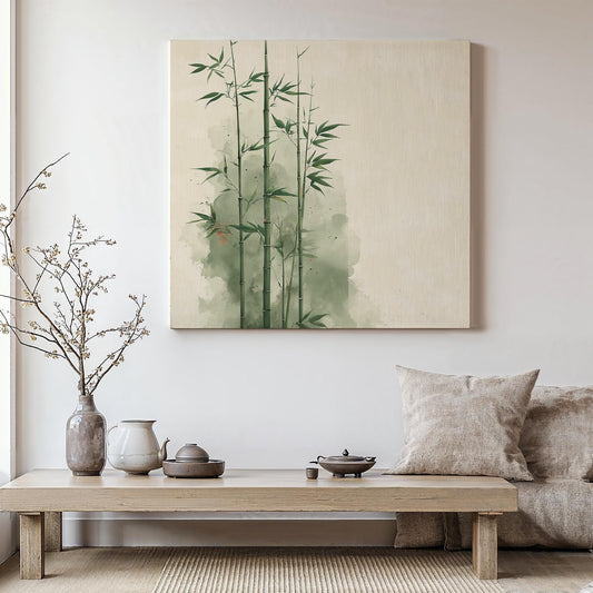 Canvas Art, Japanese Bamboo, Minimalist Nature Print, Wabi-Sabi Zen Decor, Japandi Wall Art, Yoga Gift, Meditation Room Decor, Serene Home