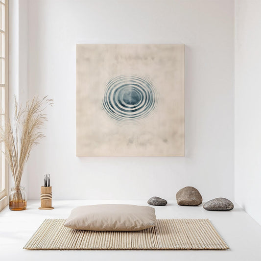 Ripple Effect Canvas Art, Zen Minimalist Water Painting, Calming Square Wall Decor, Perfect Gift for Mindfulness and Meditation