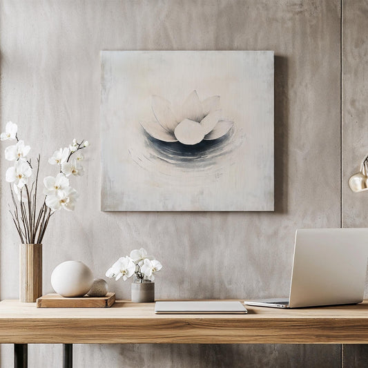 Lotus Flower Canvas Art, Zen Minimalist Water Lily Print, Elegant Calming Decor, Perfect Gift for Meditation and Serenity