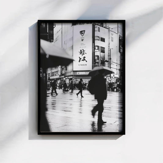 Vintage Japanese Street Photography Style Poster Print Retro Black and White Urban Wall Art Shibuya Crossing Tokyo